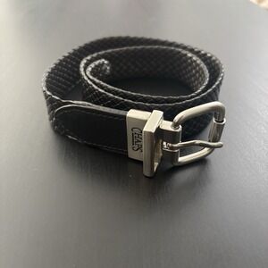 Chaps Woven Belt Black Synthetic Leather Dress Belt Youth M (33" Total Length)